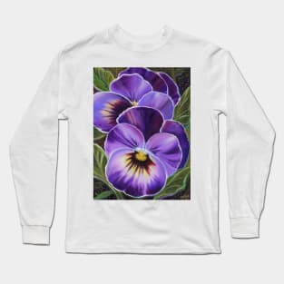 sweet garden pansies by Renee Lavoie Long Sleeve T-Shirt